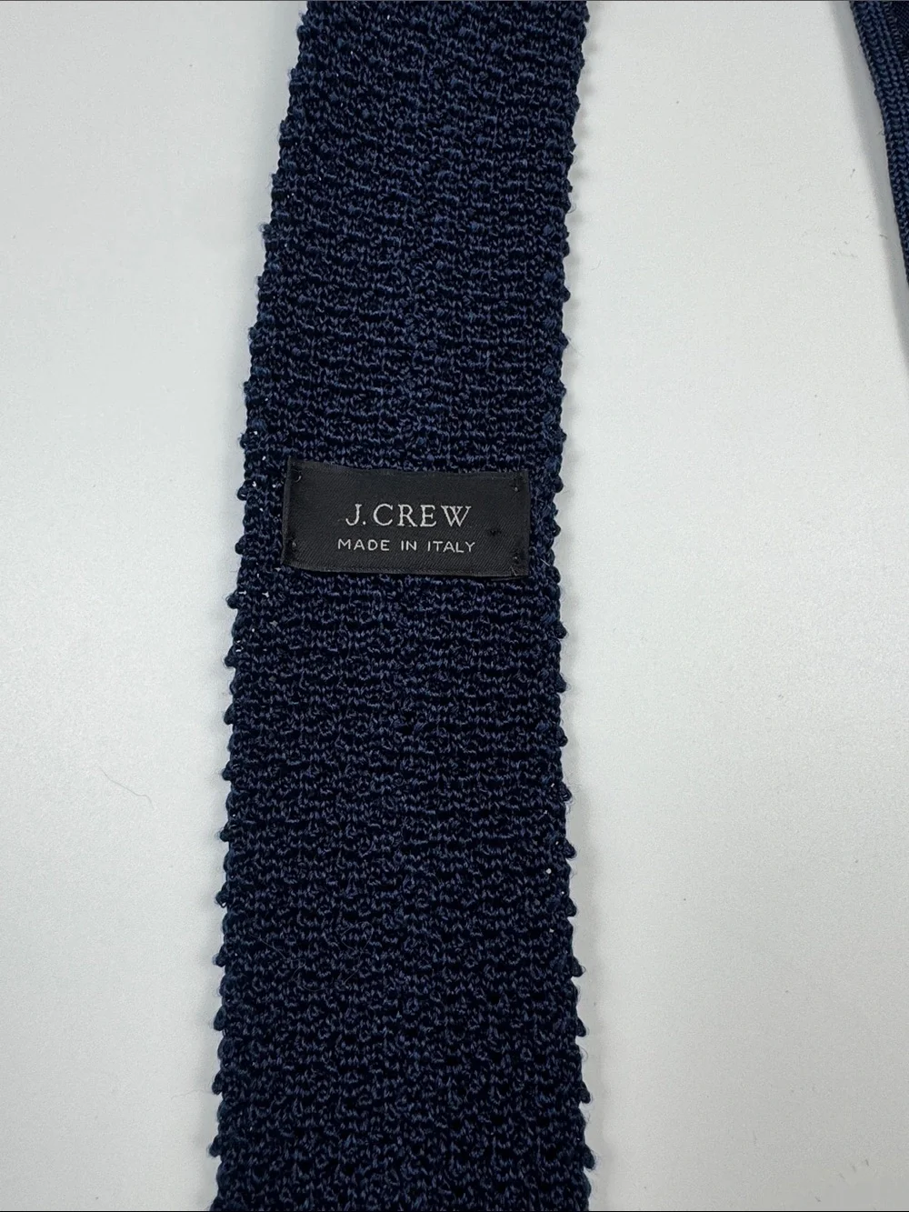 J.Crew Navy 100% Silk Knit Tie 2” Skinny Made in Italy